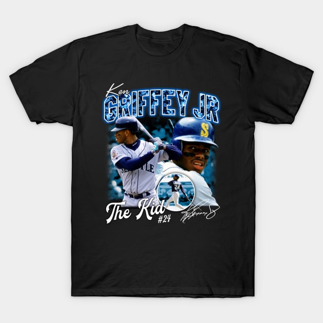 Ken Griffey Jr The Kid Basketball Legend Signature Vintage Retro 80s 90s Bootleg Rap Style T-Shirt by CarDE